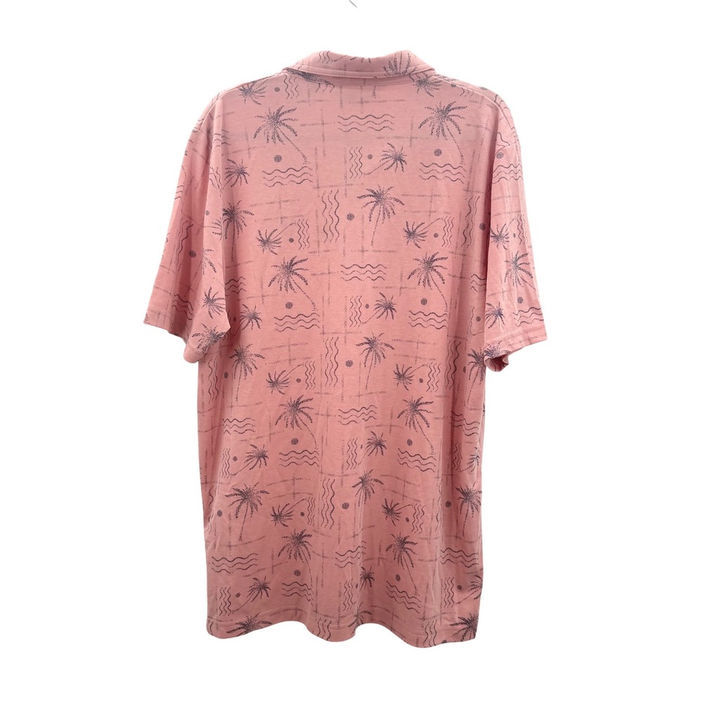 TravisMathew Mens XL Pink Tropical Palm Tree Print Short Sleeve Golf Polo Shirt - Picture 5 of 10